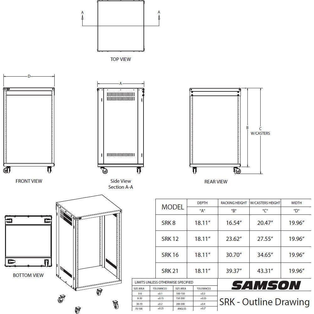 Samson SRK-21 universeel rack met wielen 21U