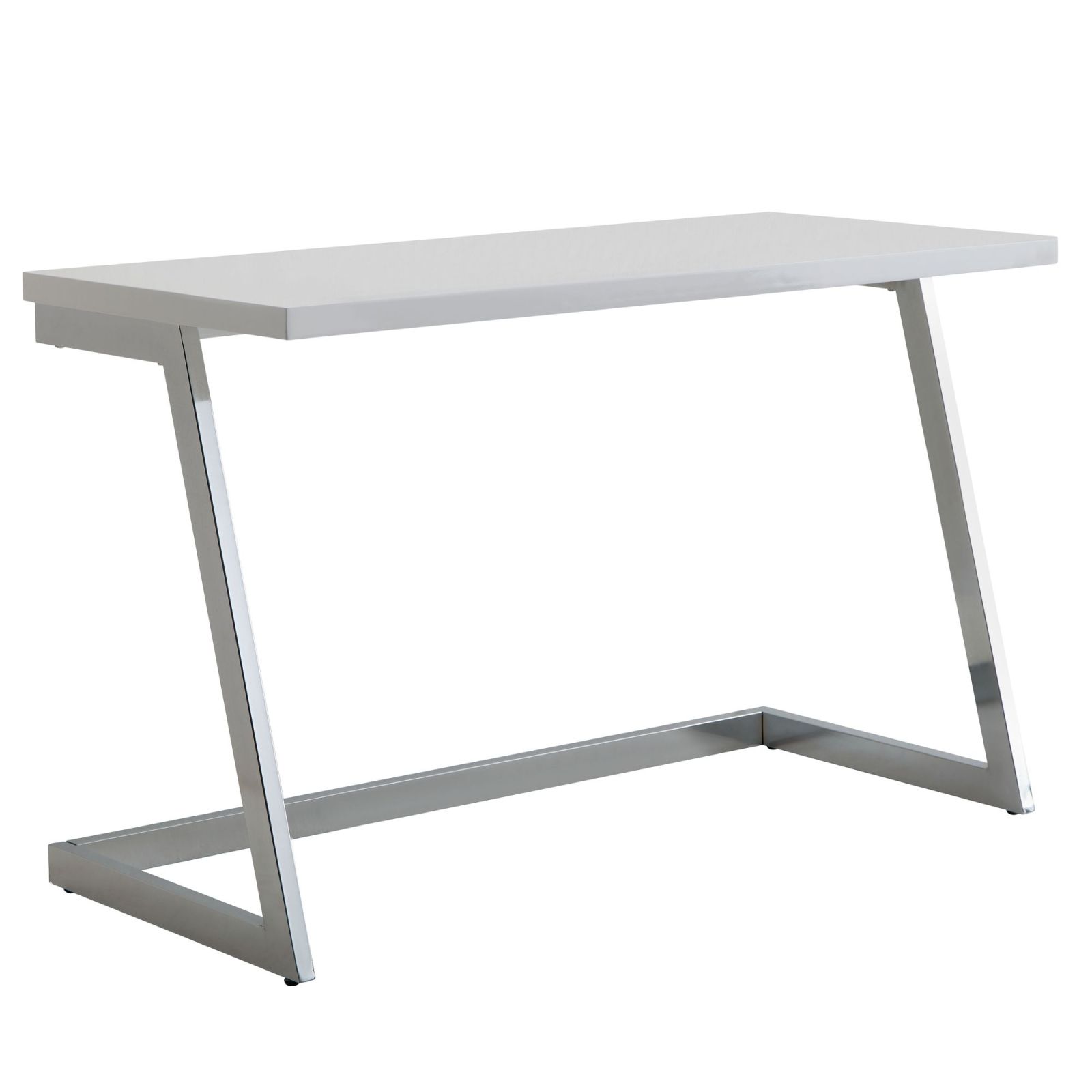 Schreibtisch - weiß Hochglanz - chrom - 120 cm breit