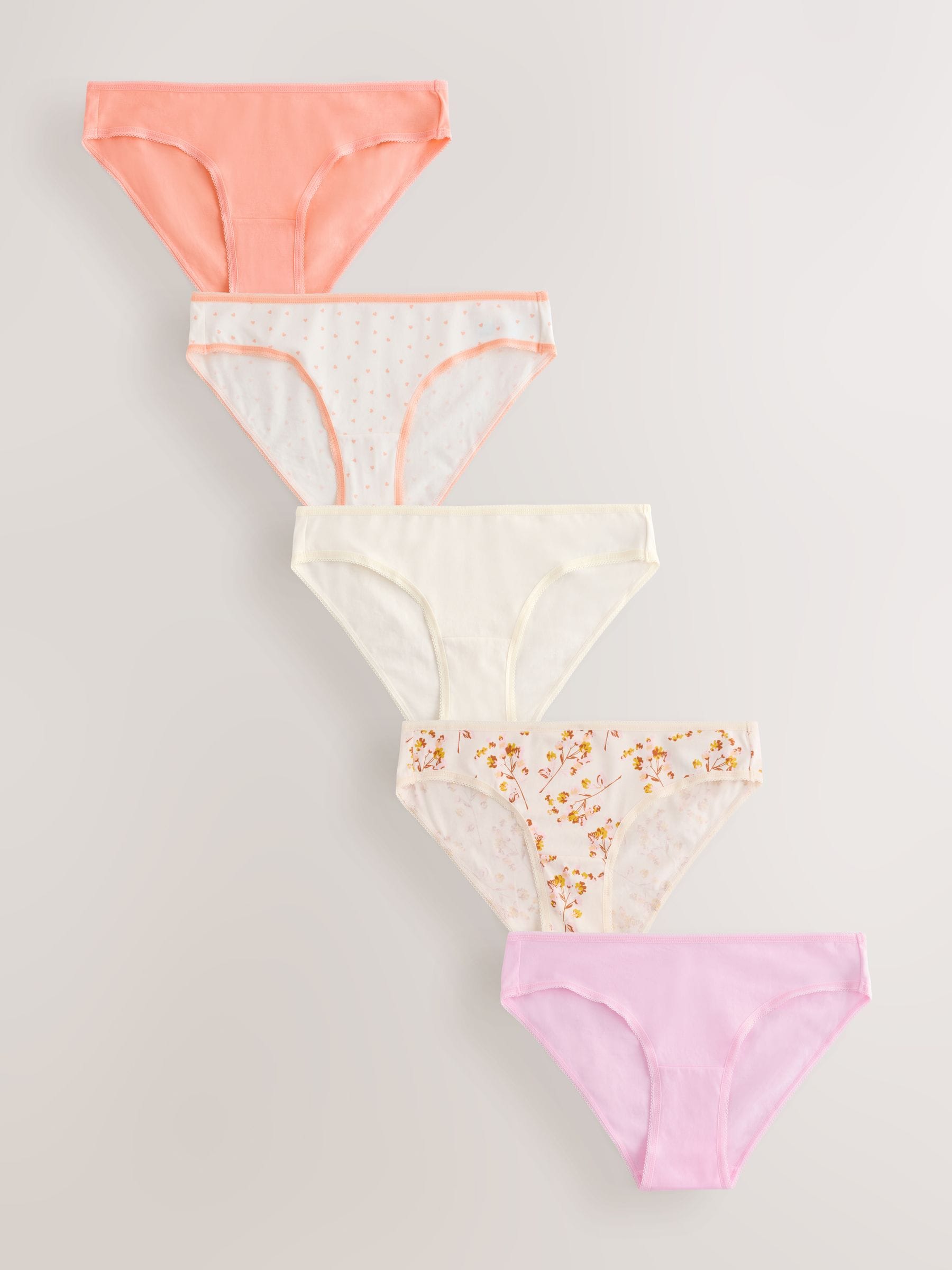 Bloemenprint - Set van 5 slips met hoog katoengehalte