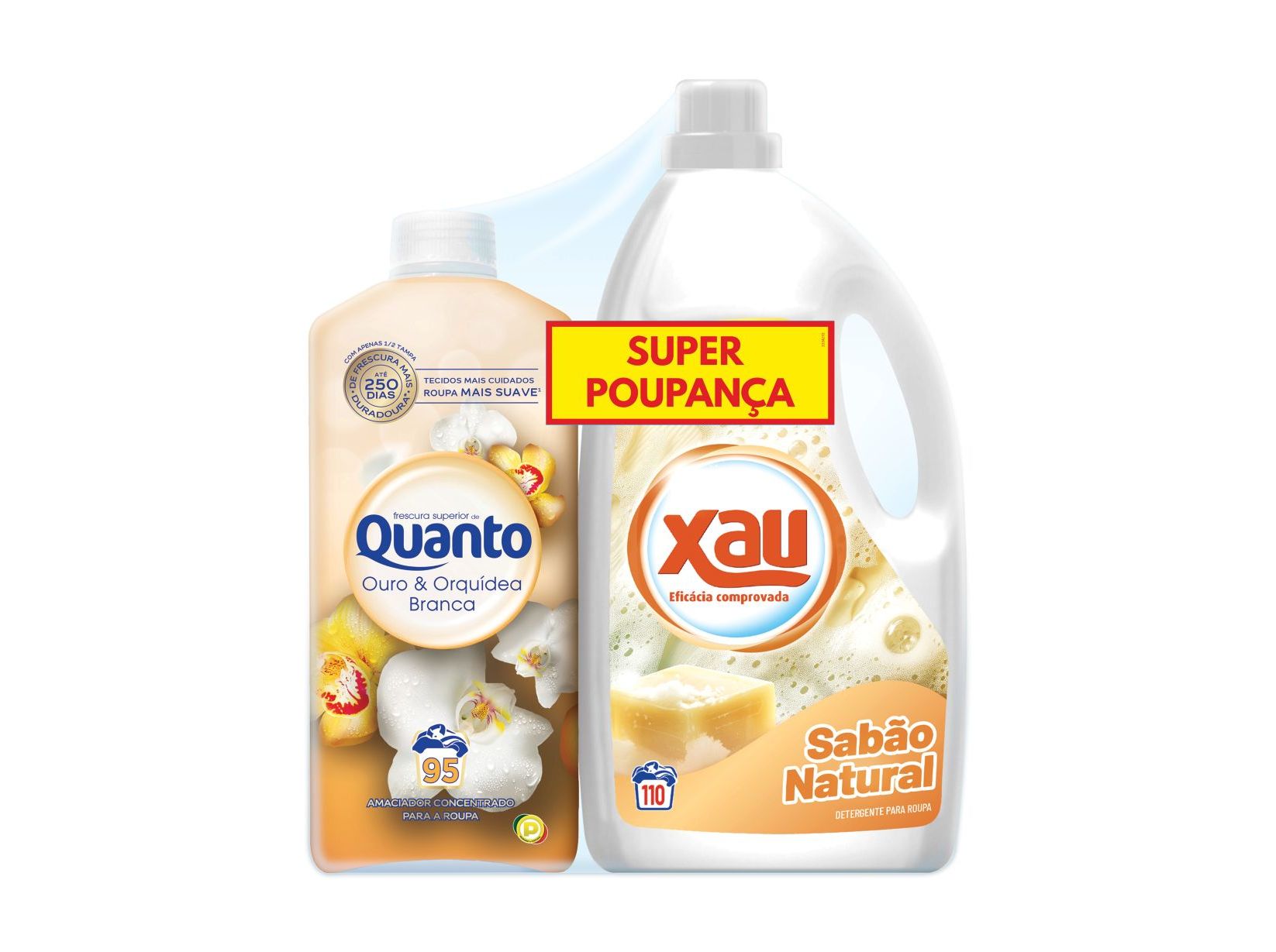 DETERGENTE ROUPA MÁQUINA LÍQUIDO XAU SABÃO NATURAL 110D   AMACIADOR QUANTO OURO 95