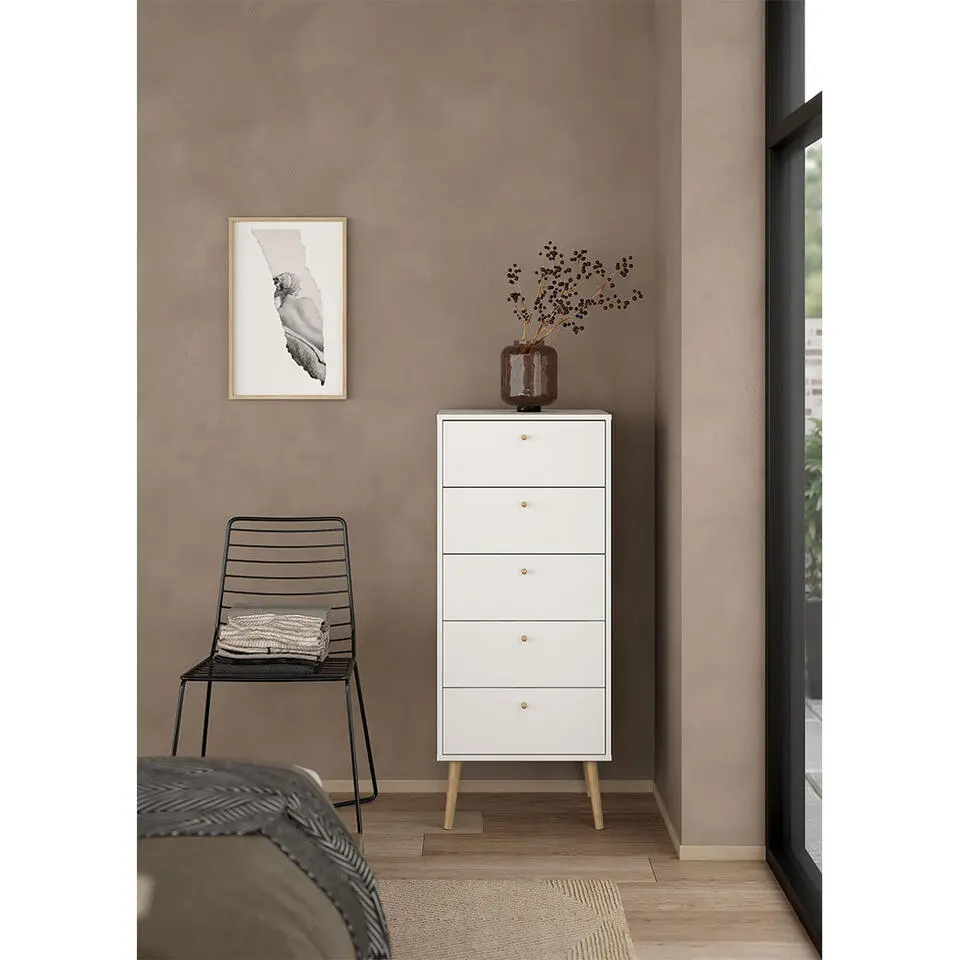 Hioshop Bodo kommode 5 lades wit