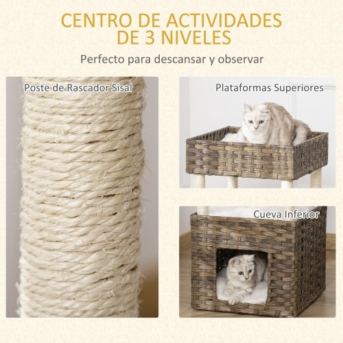 Torre de arranhar para gatos em rattan da PawHut