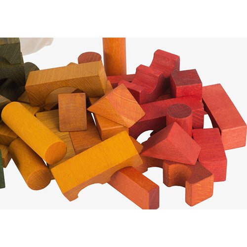 Wooden story stapelblokken XL - regenboog - 50 st