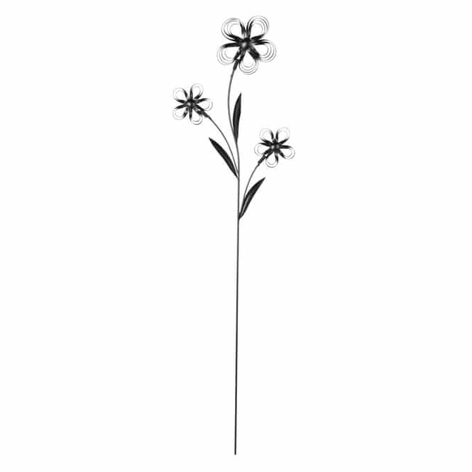 Gartenstecker - Blumen - schwarz - aus Metall - ca. 110 x 31 cm