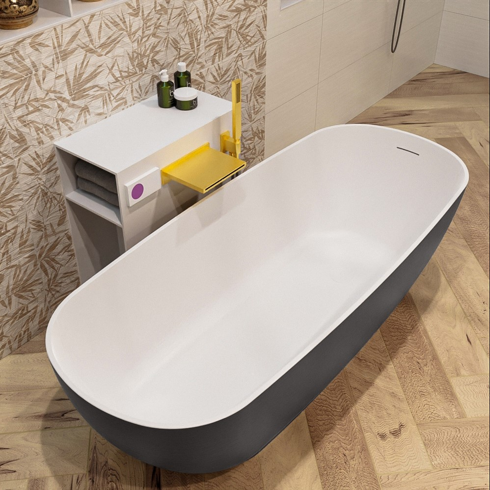 Mondiaz Rock vrijstaand bad 170x70cm kleur dark grey/talc