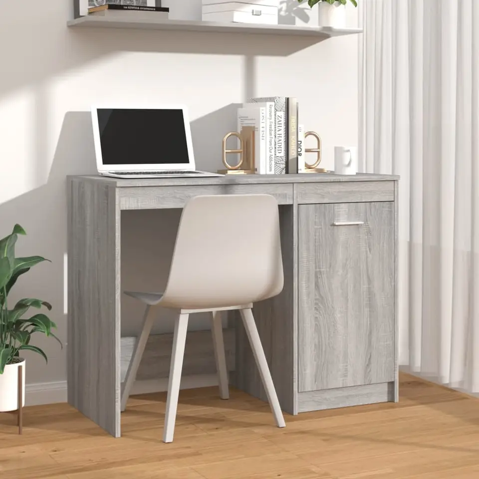 vidaXL - Bureau - Grijs - Bewerkt hout