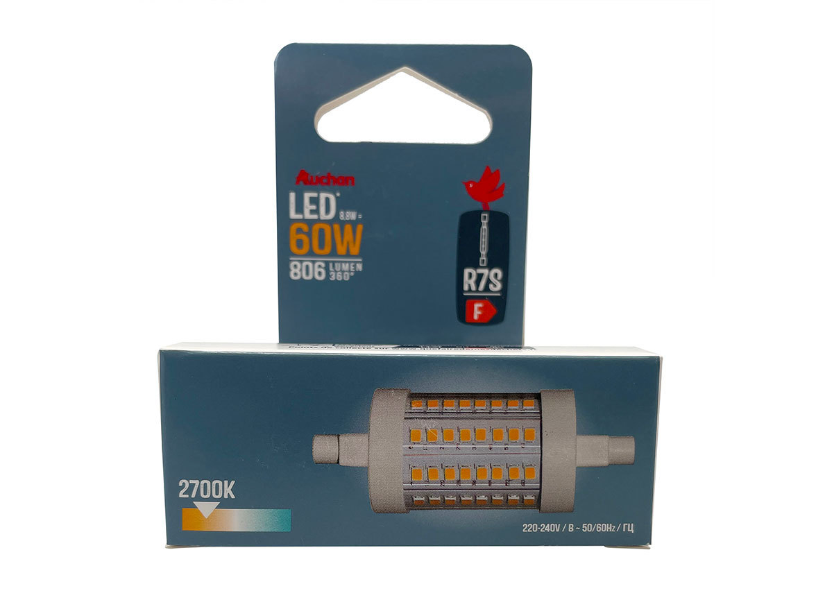 LÂMPADA LED AUCHAN R7S 60W 78MM LUZ AMARELA
