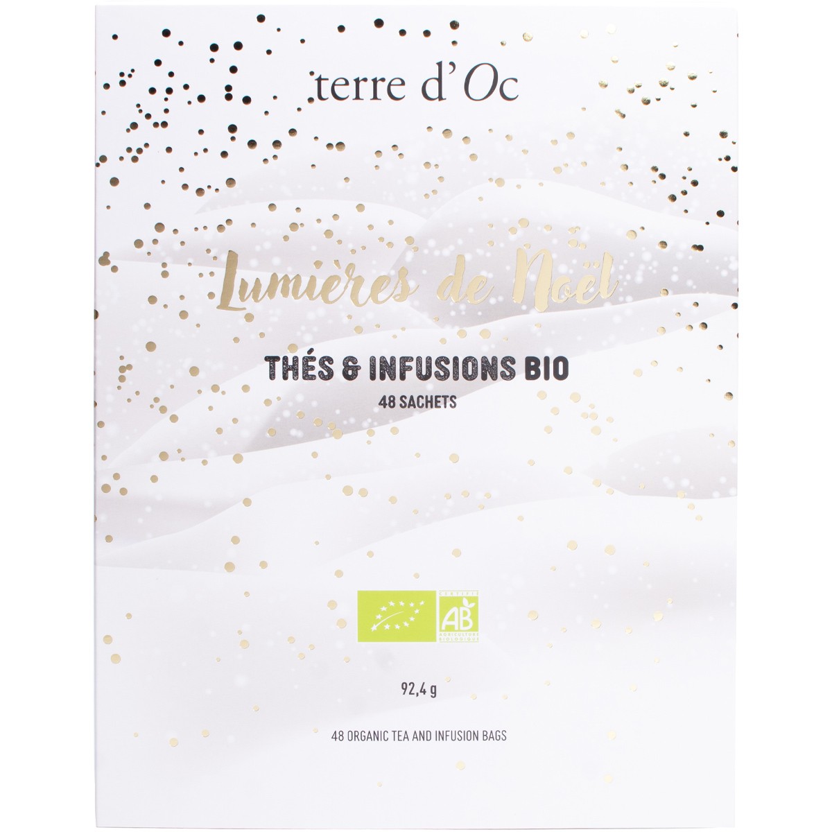 Coffret thés noir, blanc & vert bio - Thés de Noël - 48 sachets