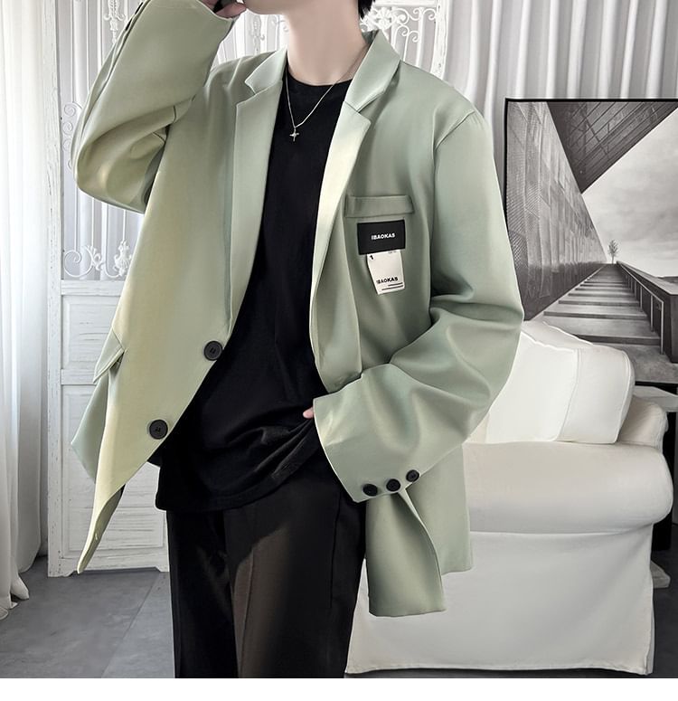 WidoWilder - Blazer met reverskraag en applicatie en één rij knopen