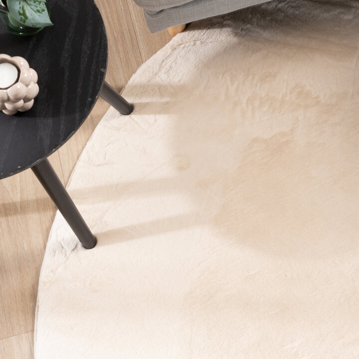 Rond laagpolig vloerkleed - Cozy Creme