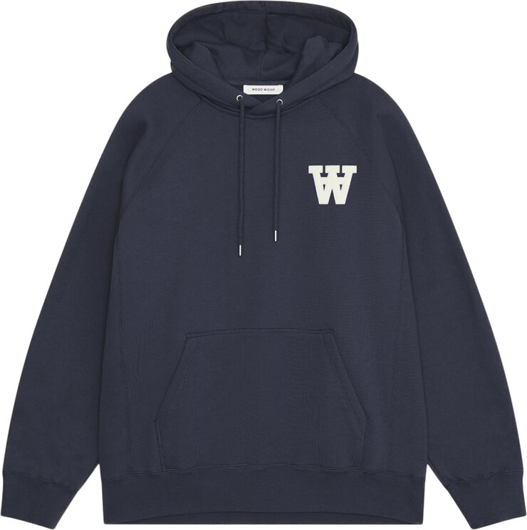 Wood Wood WWCass AA Chest Print Hoodie Navy