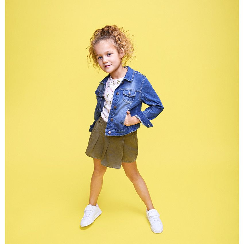 Veste effet jean en molleton avec poches pour fille - Bleu moyen