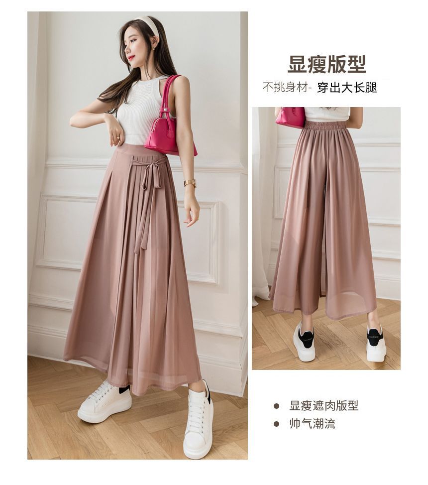 Meatacci - Wijde chiffon broek met hoge taille