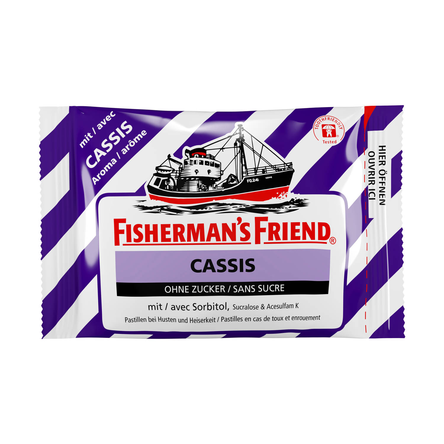 Fisherman's Friend Pastillen Cassis ohne Zucker Btl 25 g<br>25 g, Beutel, Pastille, Cassis ohne Zucker