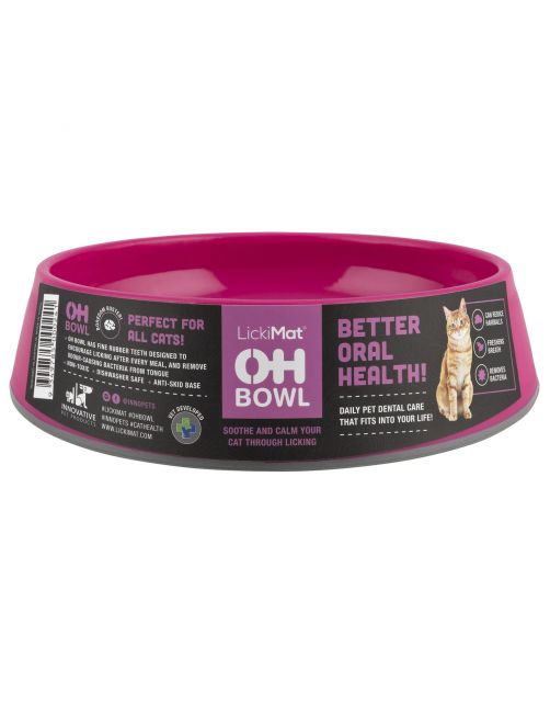 Lickimat Oh Bowl - Hairball Prevention - Oral Health - Kattenvoerbak - Ø16x5 cm Roze
