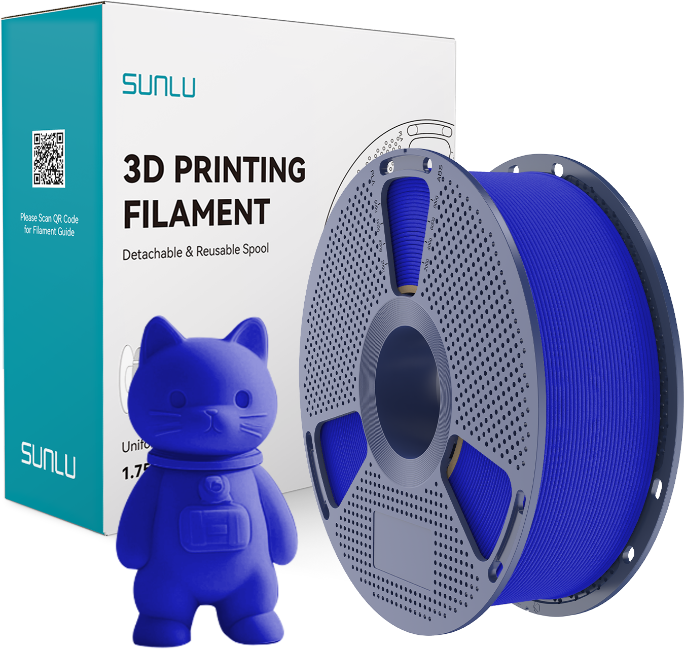 SUNLU  PLA Matte Klein Blue, 1,75 mm / 1000 g    PLA Material mit mattem Oberflächenfinish in Klein Blue