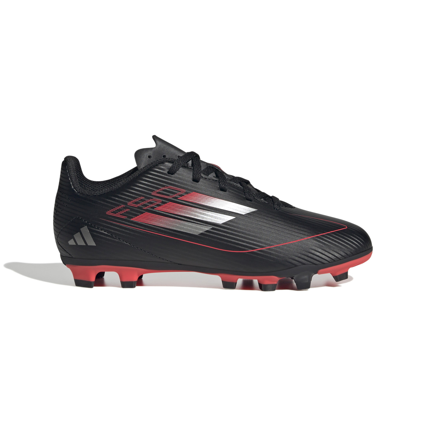 Adidas F50 Club Gras / Kunstgras Voetbalschoenen (MG) Kids Zwart Rood Zilver