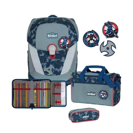 Scout Schulranzenset Sunny II Blue Ninja, 4-teilig