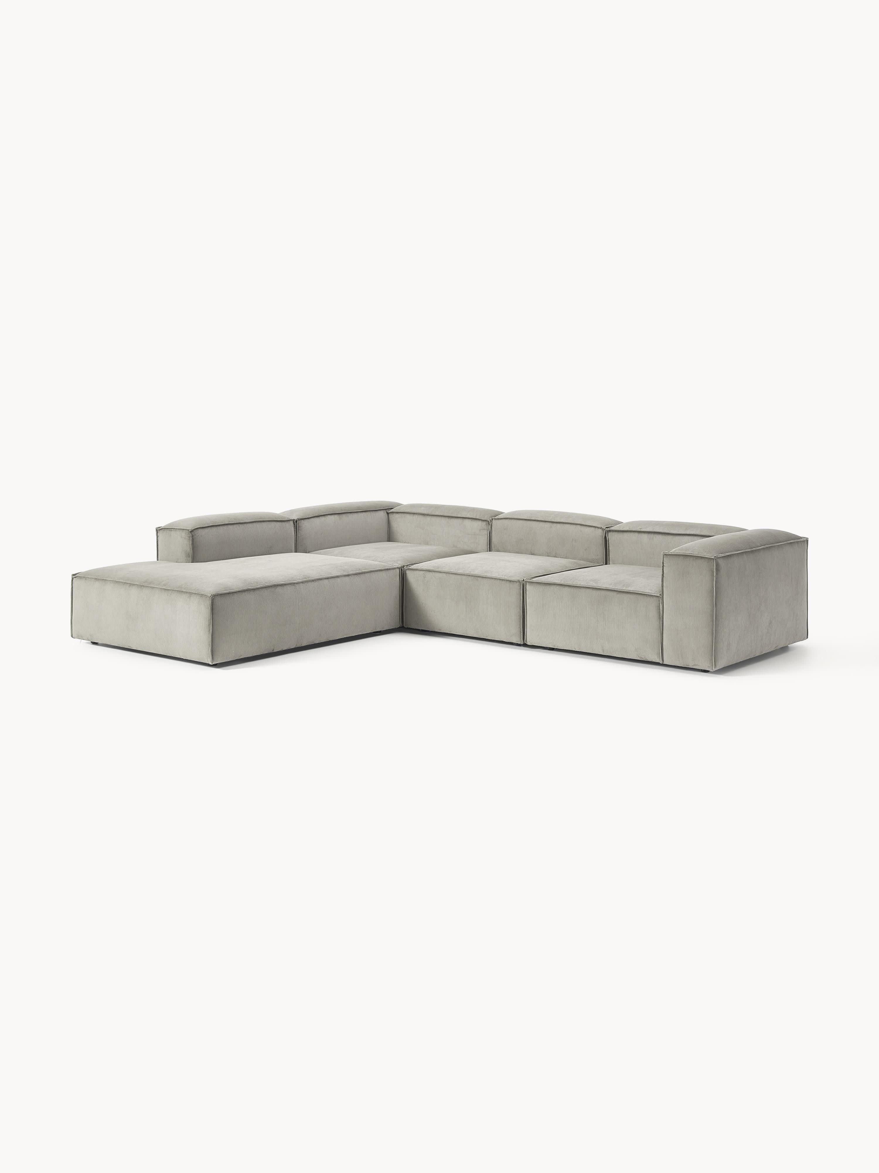 XL modulaire hoekbank van ribfluweel Lennon (4-zits)