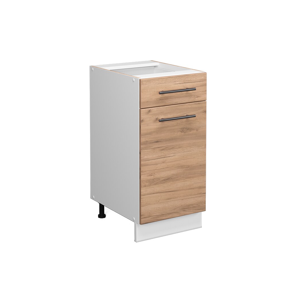 Vicco Schubunterschrank Küchenschrank Küchenmöbel Fame-Line Weiß Eiche modern 40 cm Küche Einbauküche Drehtür Schublade Einlegeboden Blende Küchenzeile