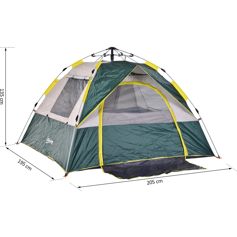 Outsunny Campingzelt für 3-4 Personen olivegrün