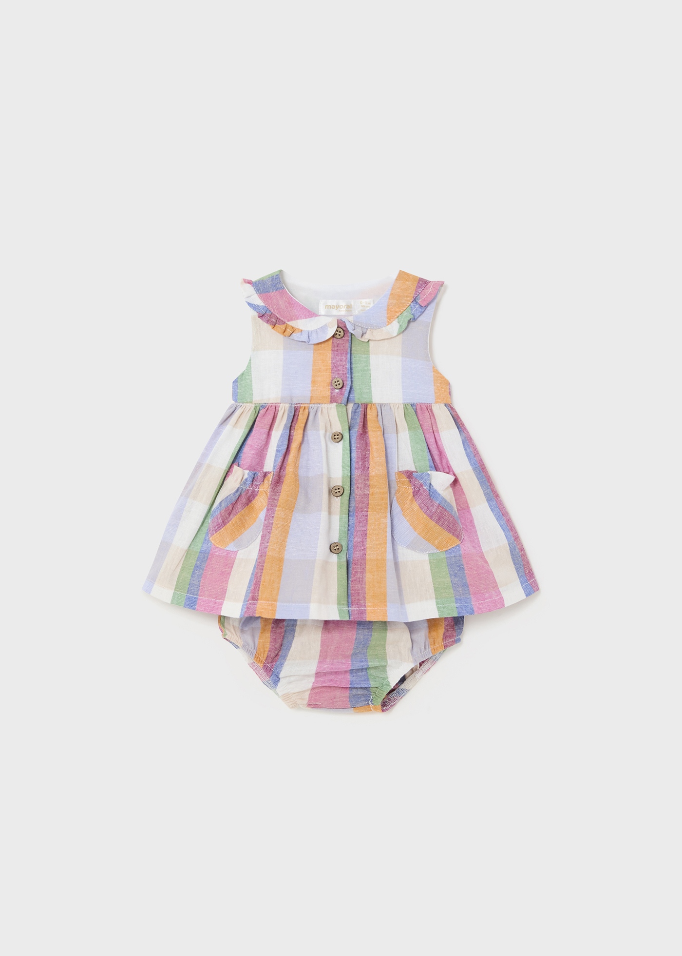 Vestido xadrez Better Cotton Juicy para recém-nascidos com capa para fralda