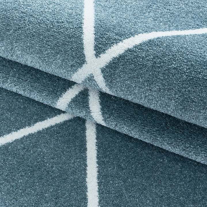 Laagpolig vloerkleed - Smoothly Lines Blauw/Wit