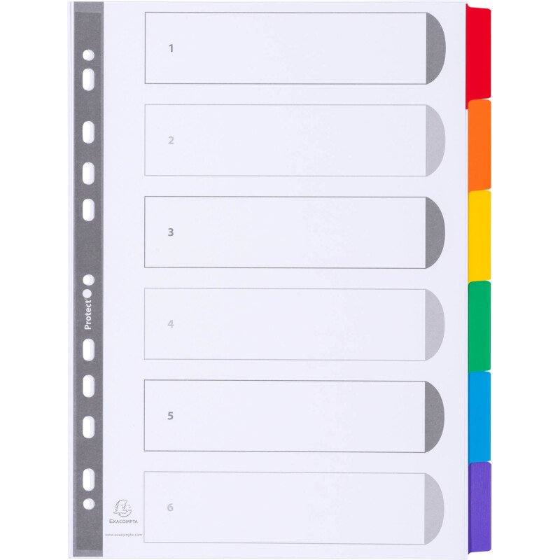 Intercalaire A4 carte160 g Exacompta 6 onglets neutres réinscriptibles multicolores - 1 jeu