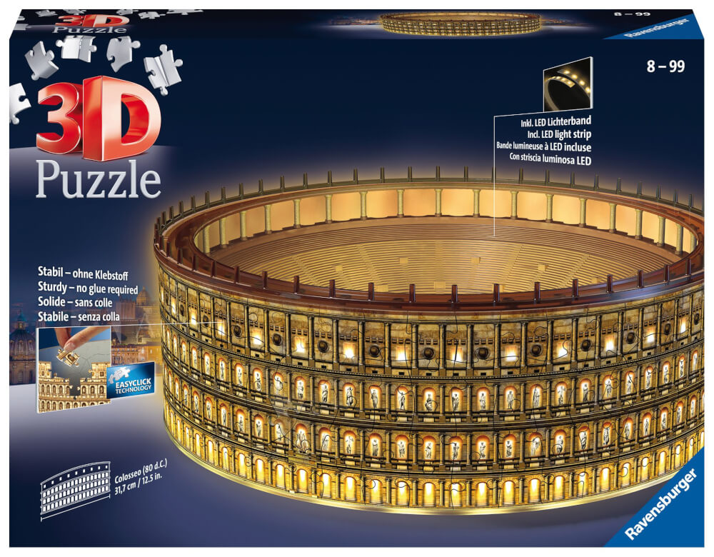 Ravensburger 3D Puzzle Kolosseum in Rom bei Nacht 11148 - leuchtet im Dunkeln - 216 Teile - ab 8 Jahren