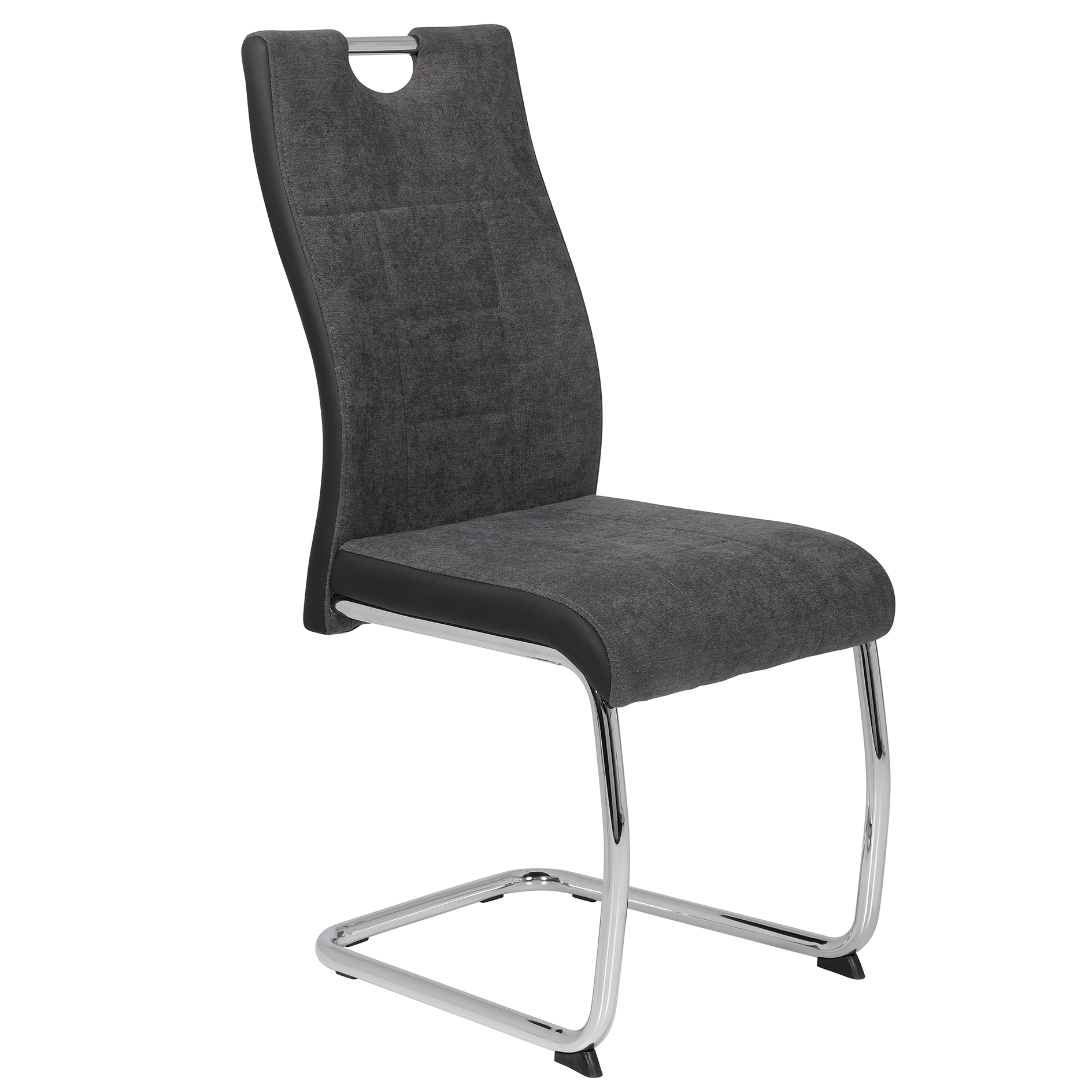 4-teiliges Schwingstuhl-Set - anthrazit-schwarz - Webstoff