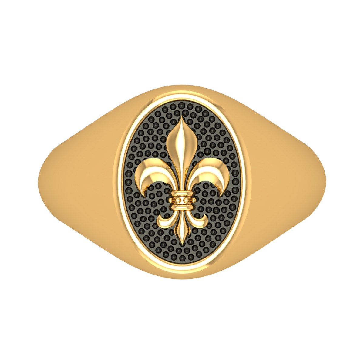 Cadeau Anniversaire : Bague Homme en Or Jaune Fleur de Lys 6.5grs | Aden