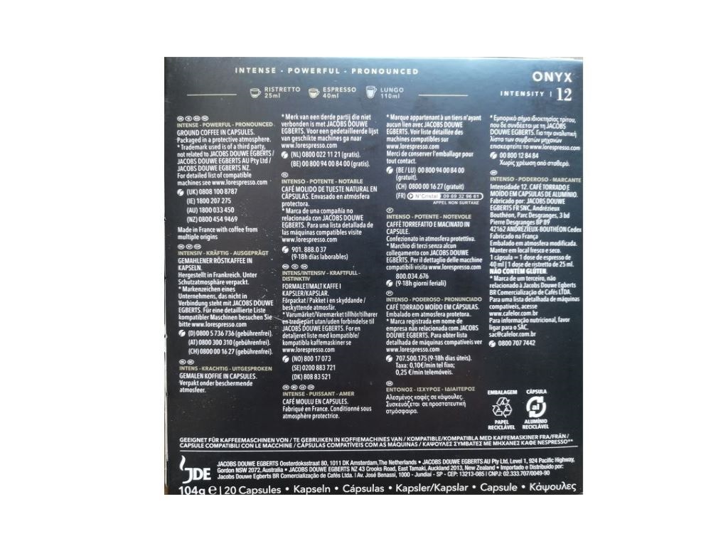 CÁPSULAS L'OR ONYX 20 UN