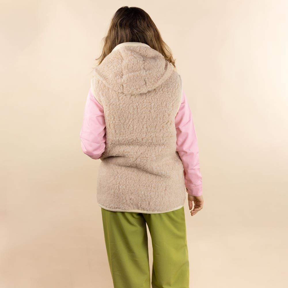 Moonrise dames wollen vest Iah bruin met capuchon