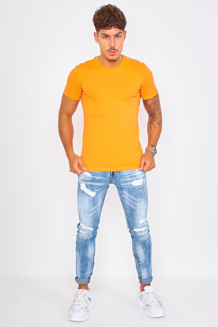 T-shirt orange uni manches courtes