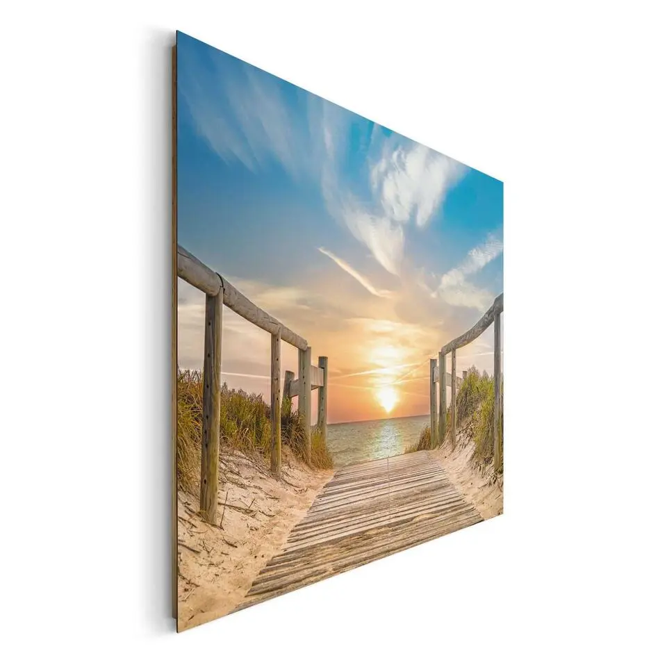 Schilderij Zonsondergang aan het Strand - 100x140cm - Oranje