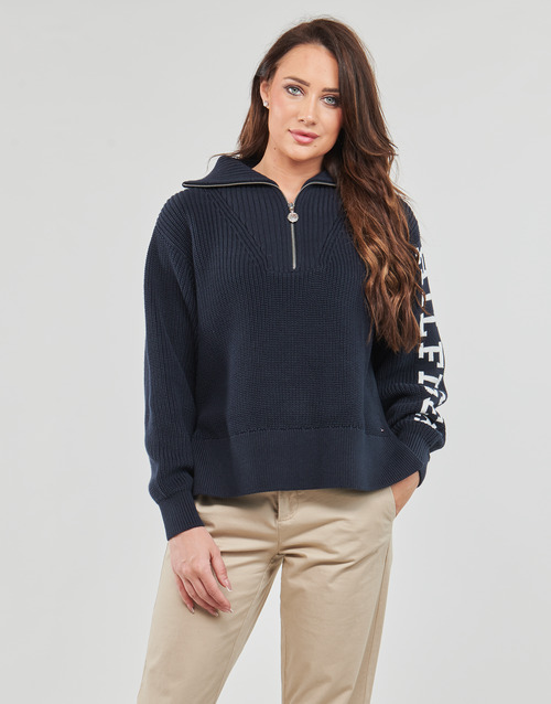 Tommy Hilfiger - PLACED HILFIGER 1/2 ZIP SWEATER - Marine