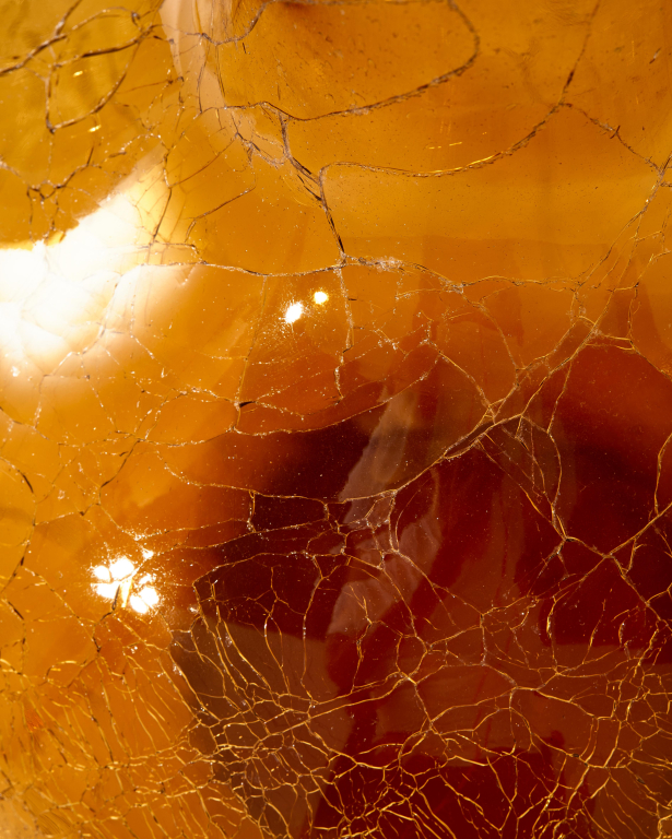 POLSPOTTEN Crackled Glass Ball Body vaas L geel
