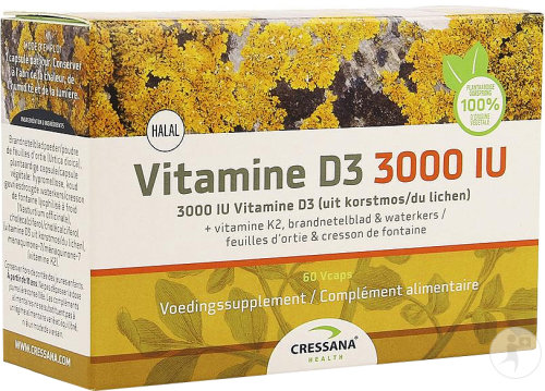 Cressana Vitamine D3 3000IU + K2 Vegetal 60 Gélules Végétales