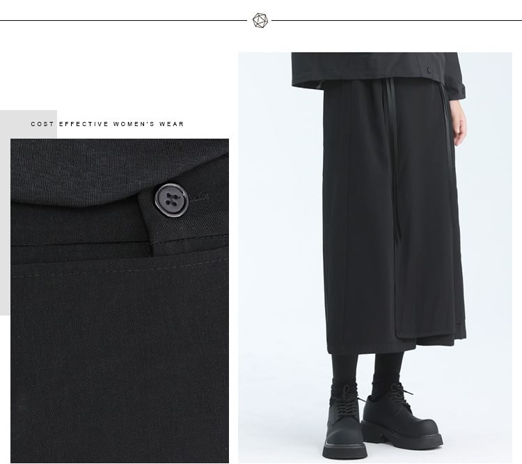 SIMPLE BLACK - Cropped broek met hoge taille en wijde pijpen