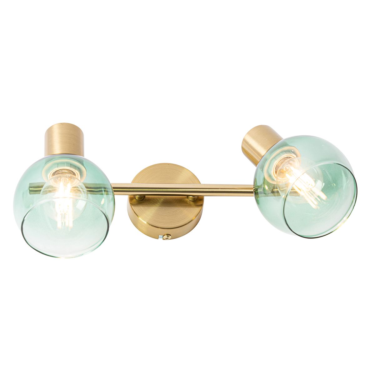 Art Deco spot goud met groen glas 2-lichts - Vidro