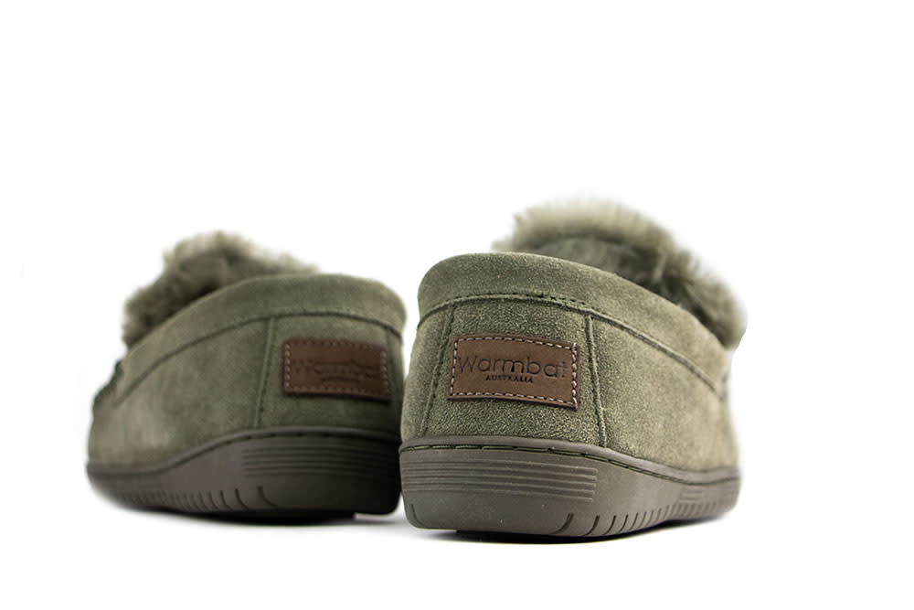 Warmbat Pantoffels Grizzly Groen Suede