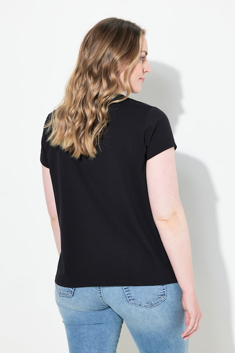 T-Shirt, kleiner Knoten Print, V-Ausschnitt, Halbarm, OEKO-TEX MIG