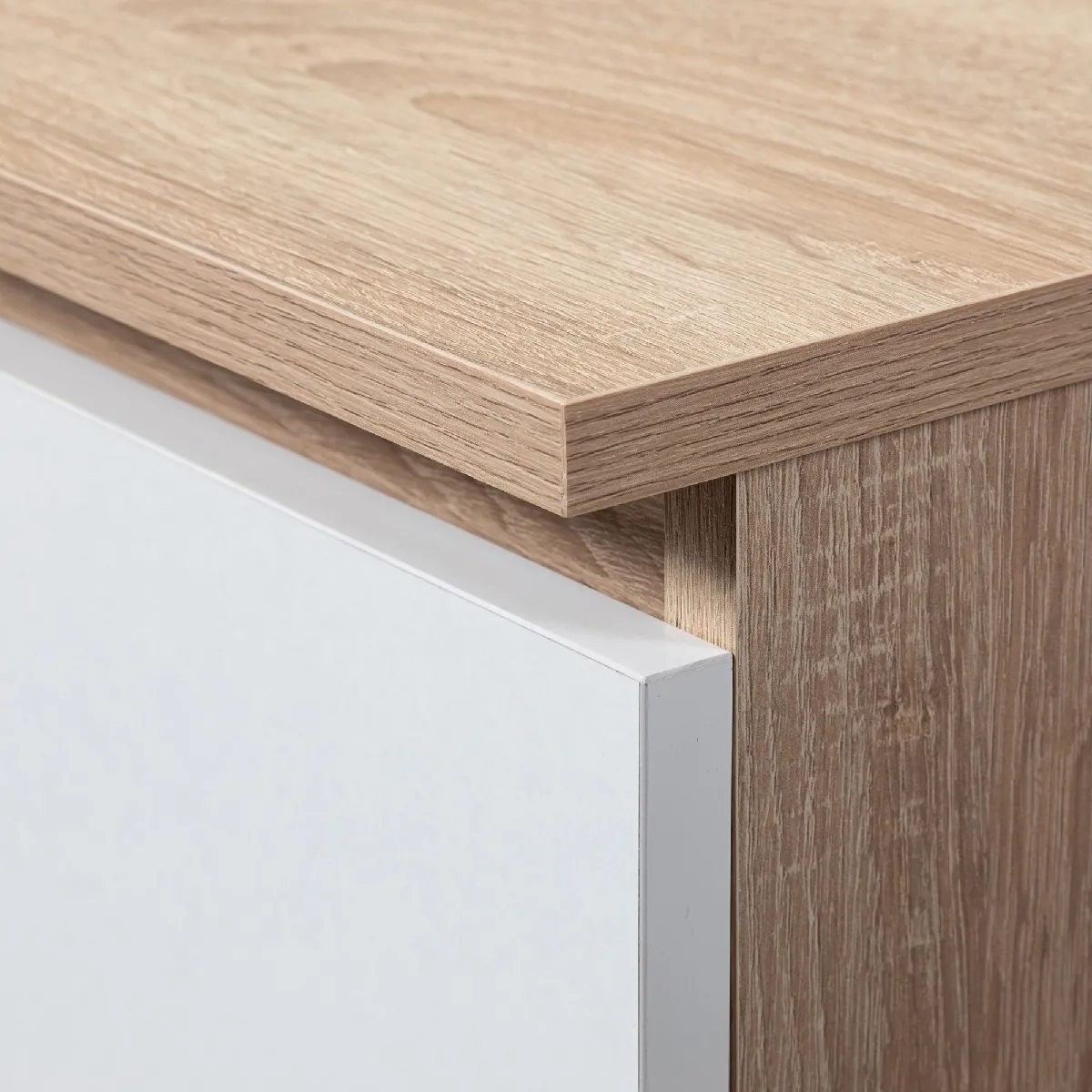 Table de chevet - Sonoma/Blanc - 60 cm - 2 tiroirs