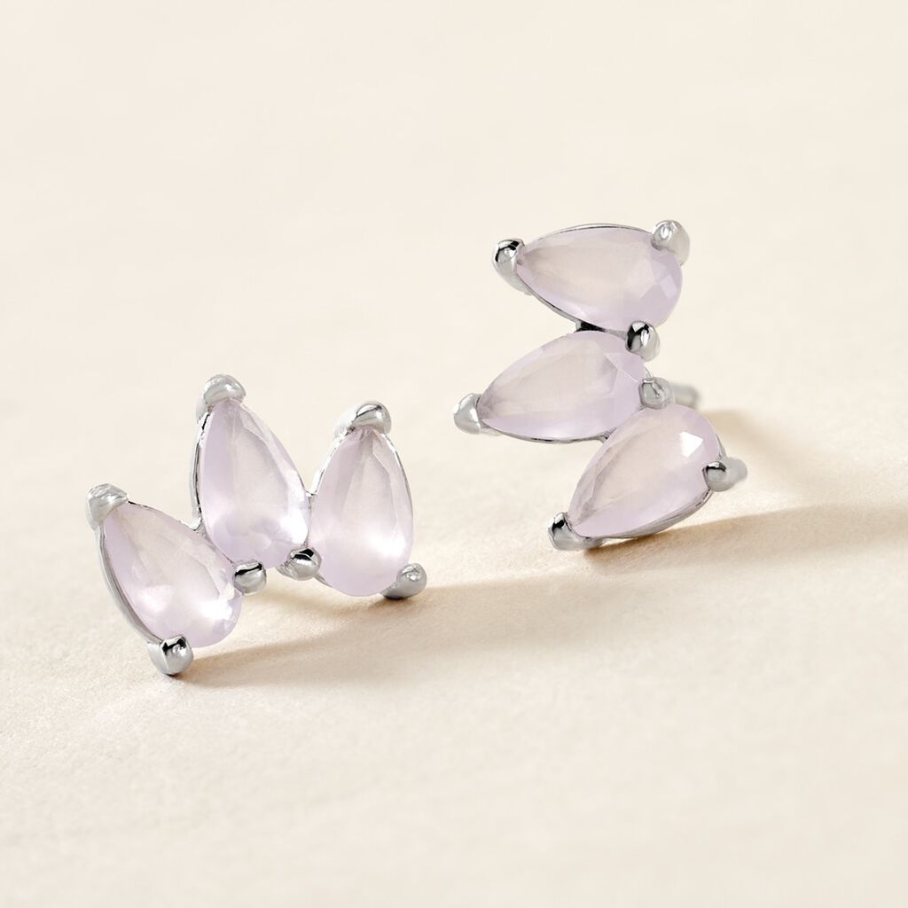 Boucles D'oreilles Puces Bailey Argent Blanc Verre