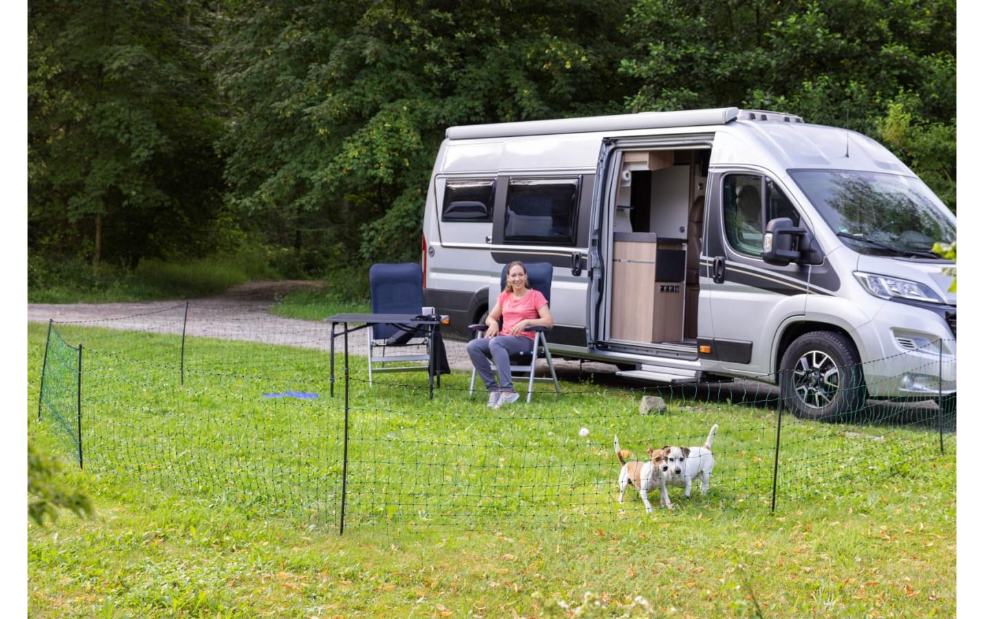 Mobiler Hundezaun mit Doppelspitze 20 m, GrünBegrenzungszaun für Hunde