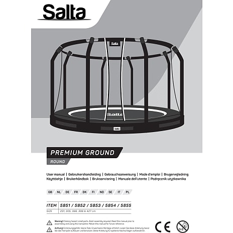 Salta Trampolin Premium Ground Ø427 cm inkl. sikkerhedsnet