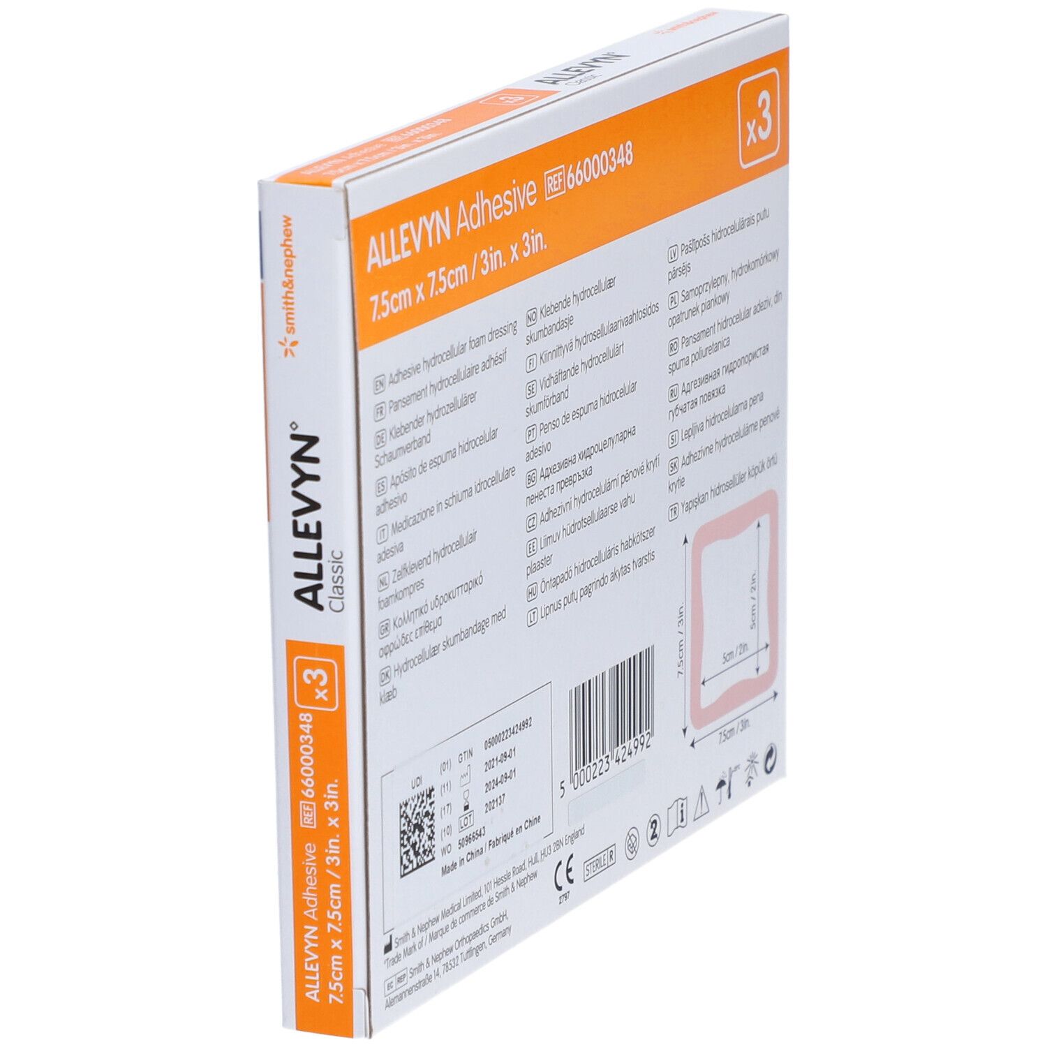 ALLEVYN Adhesive 7,5 x 7,5 cm haftende Wundauflage