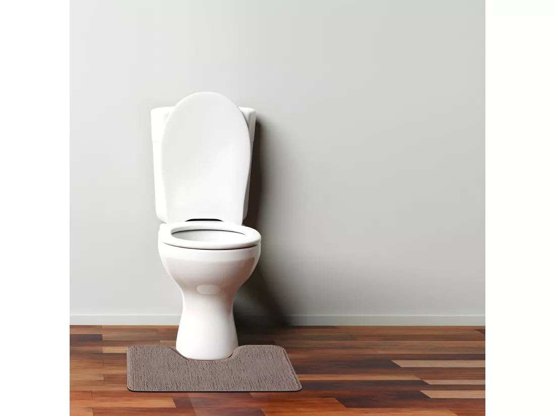 Tapis de toilette uni en polyester taupe 50x40cm