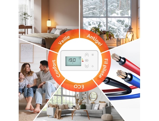 CIARRA - Radiateur inertie Radiateur connecté inertie sèche céramique 1000w cdhtd10a-w