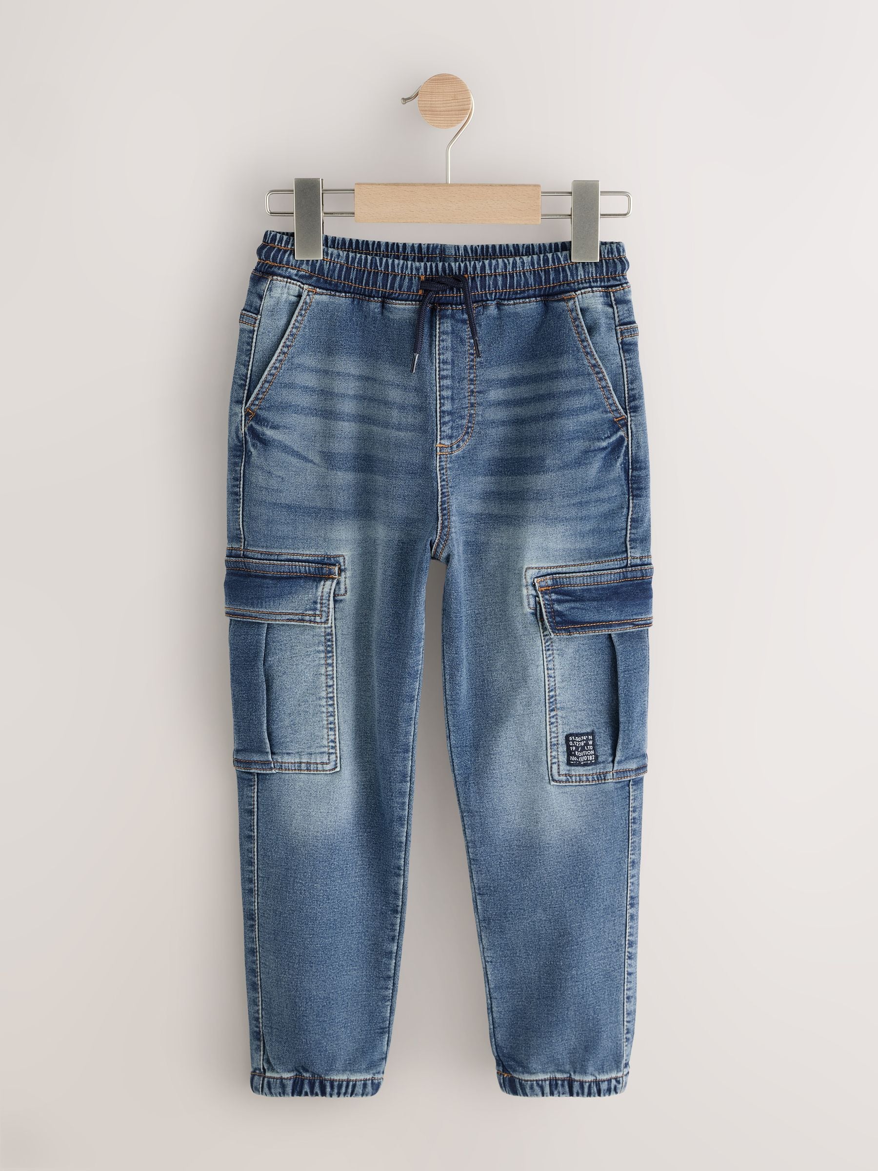 Grijs/blauw - Cargo Jeans With Elasticated Waists Jeans 2 Pack (3-16yrs)